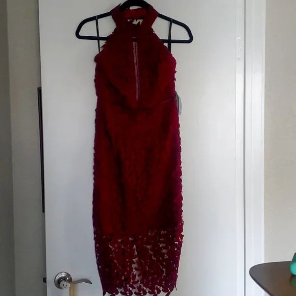 Bardot Gemma Lace Halter Dress - Burgundy Bardot Gemma Lace Halter Dress - Burgundy